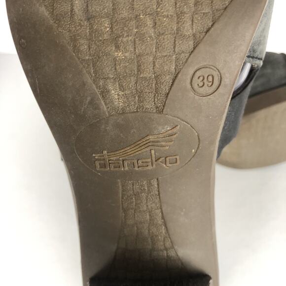DANSKO Dominique T-Strap Suede Leather Heel Sandals Size EU 39 US 8.5-9 Black - Picture 3 of 11